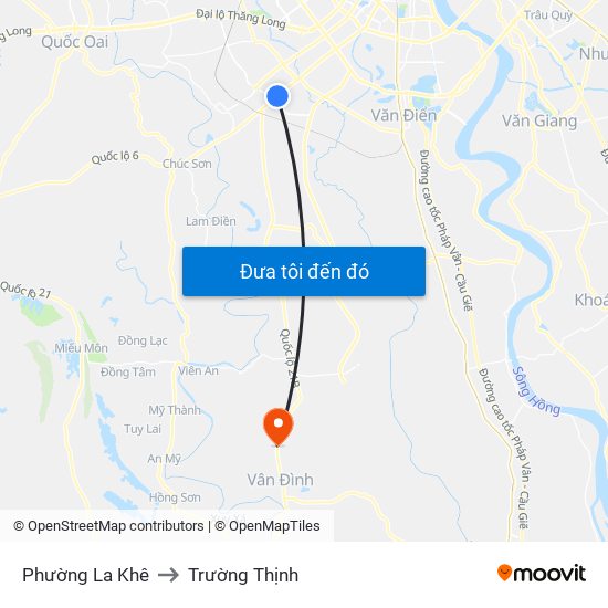 Phường La Khê to Trường Thịnh map
