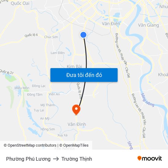 Phường Phú Lương to Trường Thịnh map