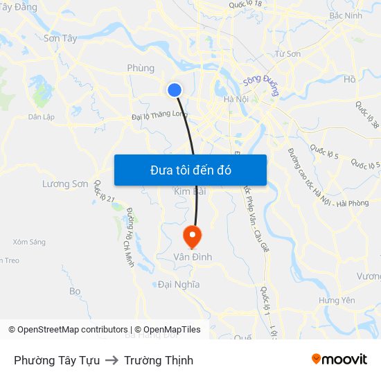 Phường Tây Tựu to Trường Thịnh map