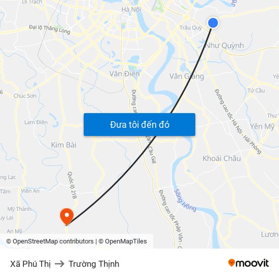 Xã Phú Thị to Trường Thịnh map