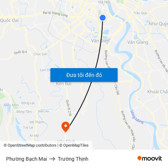 Phường Bạch Mai to Trường Thịnh map