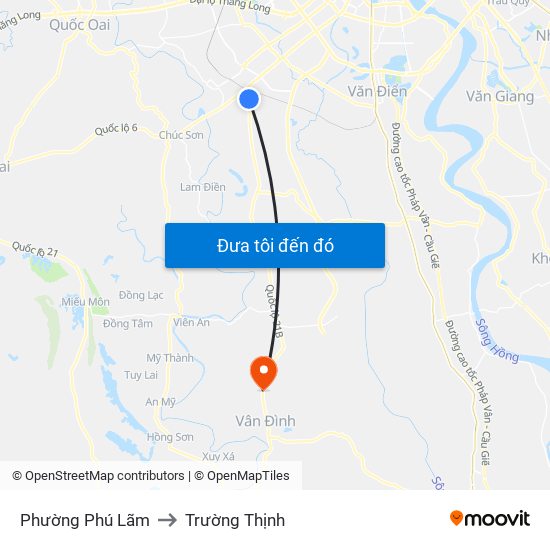 Phường Phú Lãm to Trường Thịnh map