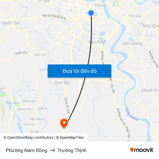 Phường Nam Đồng to Trường Thịnh map