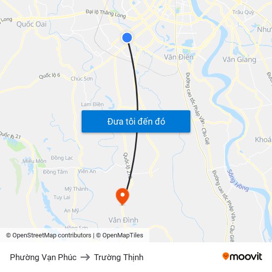 Phường Vạn Phúc to Trường Thịnh map