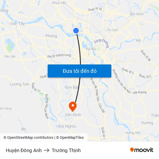 Huyện Đông Anh to Trường Thịnh map