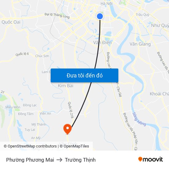 Phường Phương Mai to Trường Thịnh map