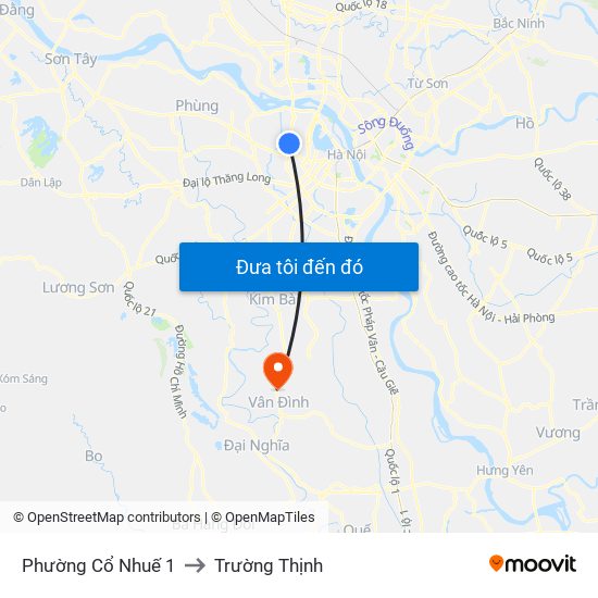 Phường Cổ Nhuế 1 to Trường Thịnh map