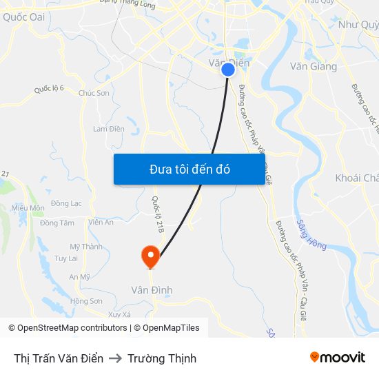 Thị Trấn Văn Điển to Trường Thịnh map