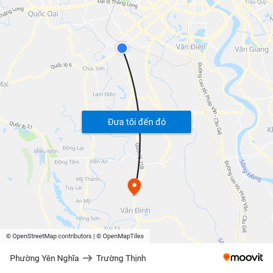 Phường Yên Nghĩa to Trường Thịnh map