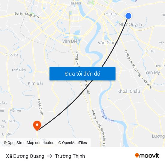 Xã Dương Quang to Trường Thịnh map