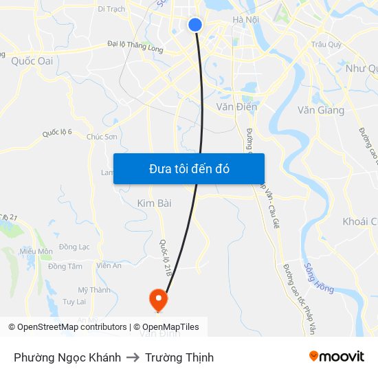 Phường Ngọc Khánh to Trường Thịnh map