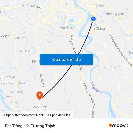 Bát Tràng to Trường Thịnh map