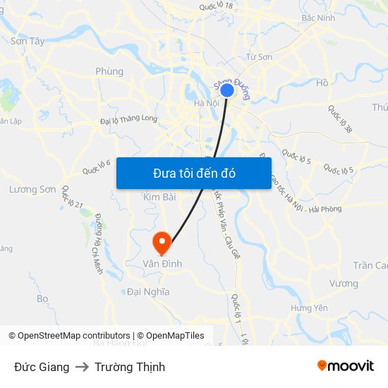Đức Giang to Trường Thịnh map