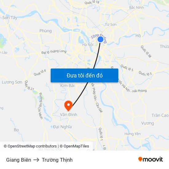 Giang Biên to Trường Thịnh map