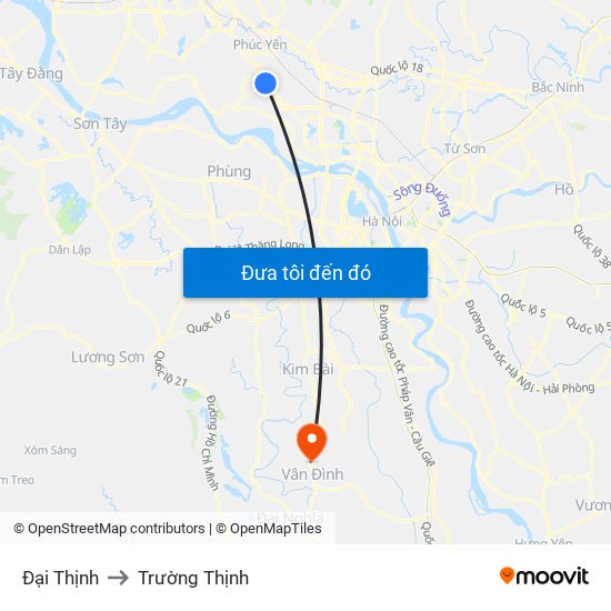 Đại Thịnh to Trường Thịnh map