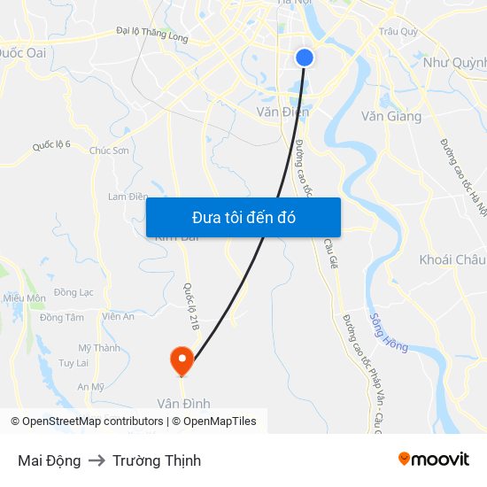 Mai Động to Trường Thịnh map