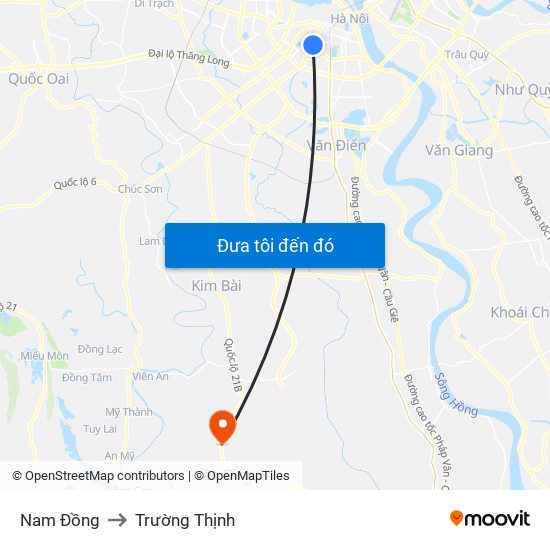 Nam Đồng to Trường Thịnh map