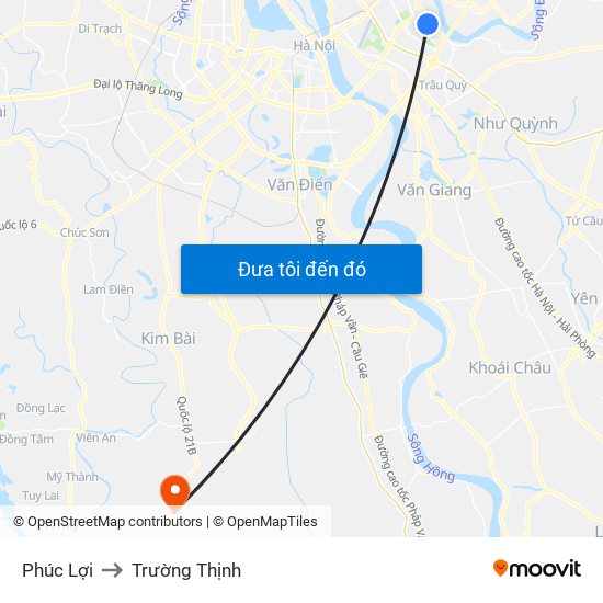 Phúc Lợi to Trường Thịnh map