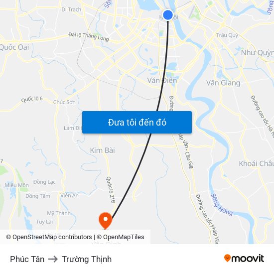 Phúc Tân to Trường Thịnh map