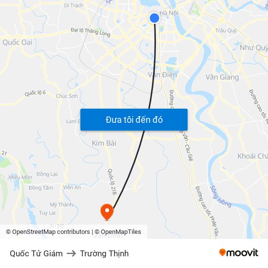 Quốc Tử Giám to Trường Thịnh map