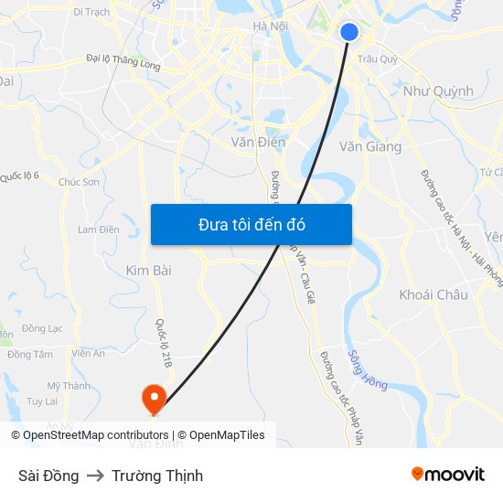 Sài Đồng to Trường Thịnh map