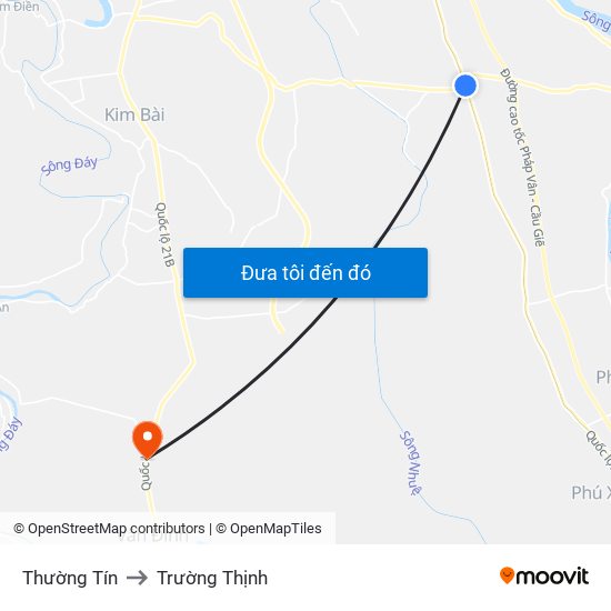 Thường Tín to Trường Thịnh map