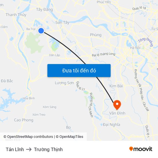 Tản Lĩnh to Trường Thịnh map