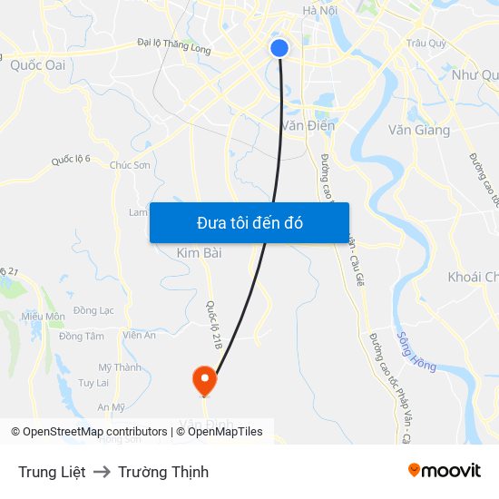 Trung Liệt to Trường Thịnh map