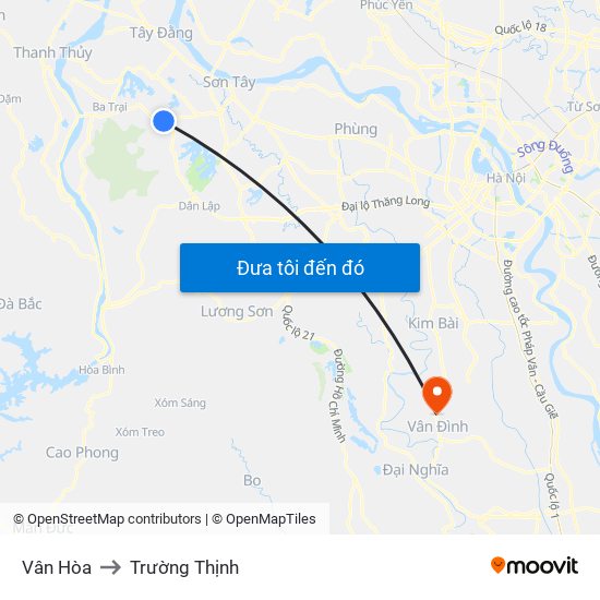 Vân Hòa to Trường Thịnh map