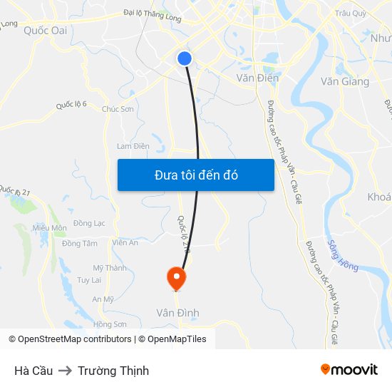 Hà Cầu to Trường Thịnh map