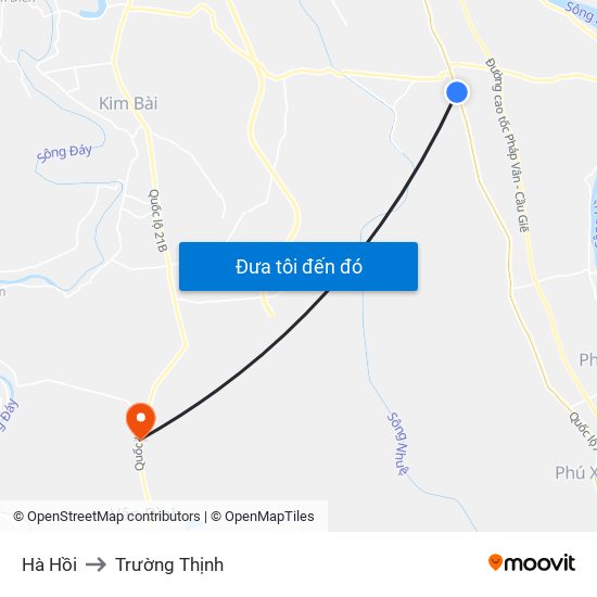 Hà Hồi to Trường Thịnh map