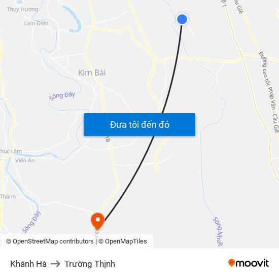 Khánh Hà to Trường Thịnh map