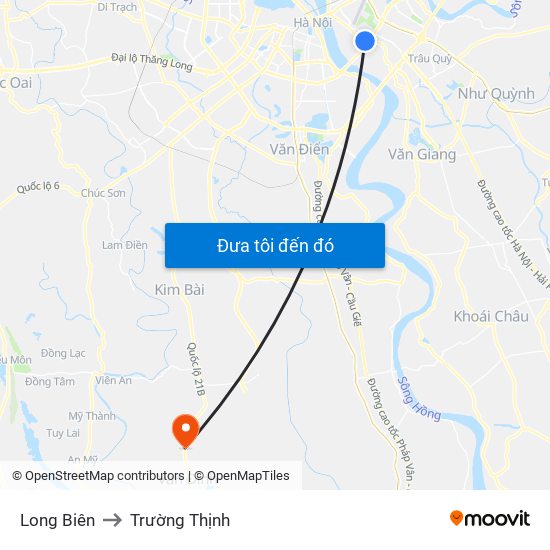 Long Biên to Trường Thịnh map