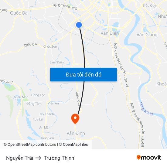 Nguyễn Trãi to Trường Thịnh map