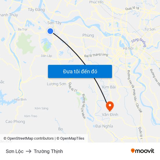 Sơn Lộc to Trường Thịnh map