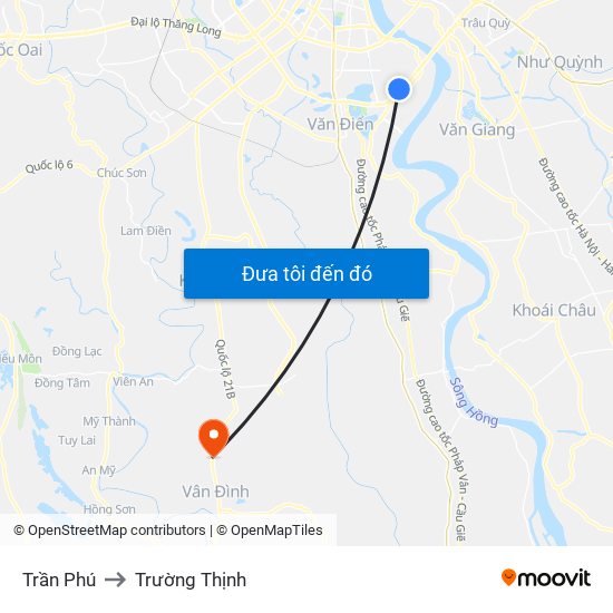 Trần Phú to Trường Thịnh map