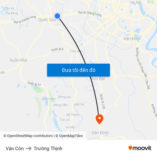 Vân Côn to Trường Thịnh map