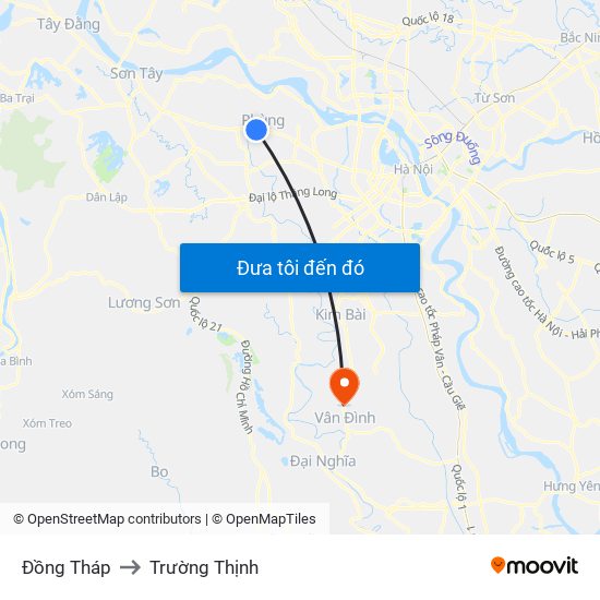 Đồng Tháp to Trường Thịnh map