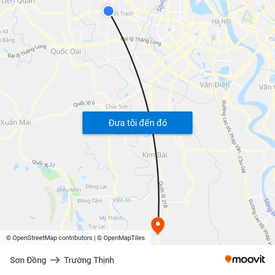 Sơn Đồng to Trường Thịnh map