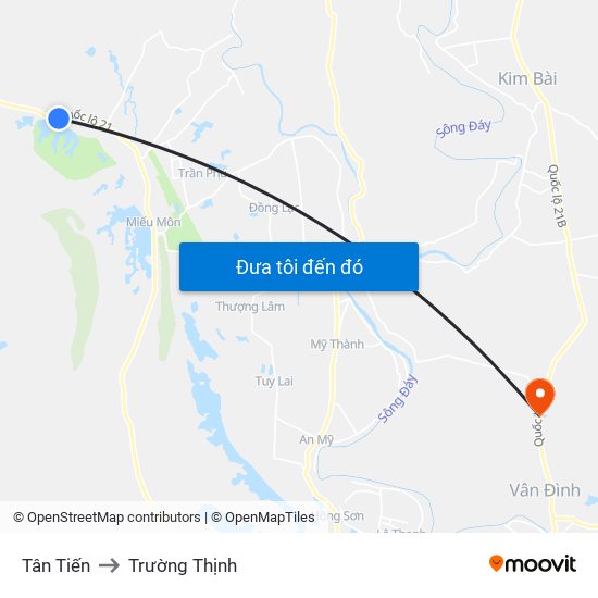 Tân Tiến to Trường Thịnh map