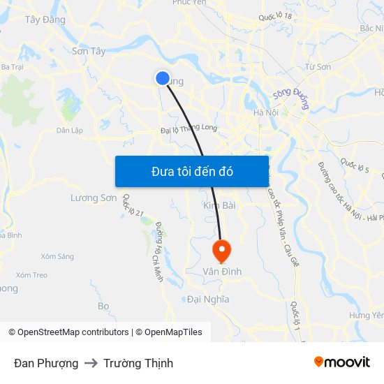 Đan Phượng to Trường Thịnh map