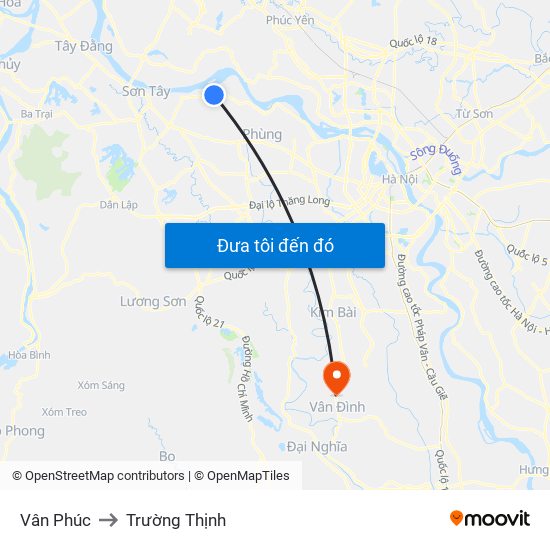 Vân Phúc to Trường Thịnh map