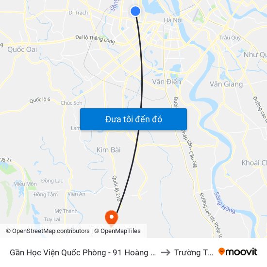 Gần Học Viện Quốc Phòng - 91 Hoàng Quốc Việt to Trường Thịnh map