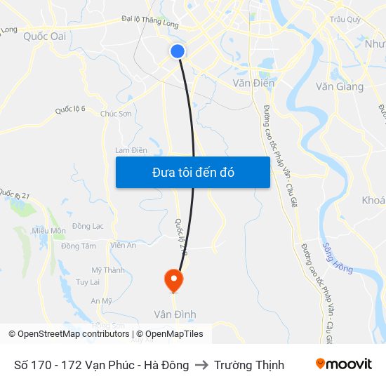 Số 170 - 172 Vạn Phúc - Hà Đông to Trường Thịnh map