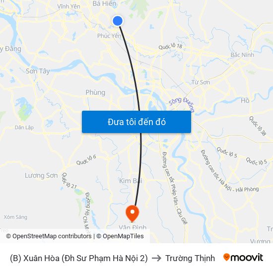 (B) Xuân Hòa (Đh Sư Phạm Hà Nội 2) to Trường Thịnh map
