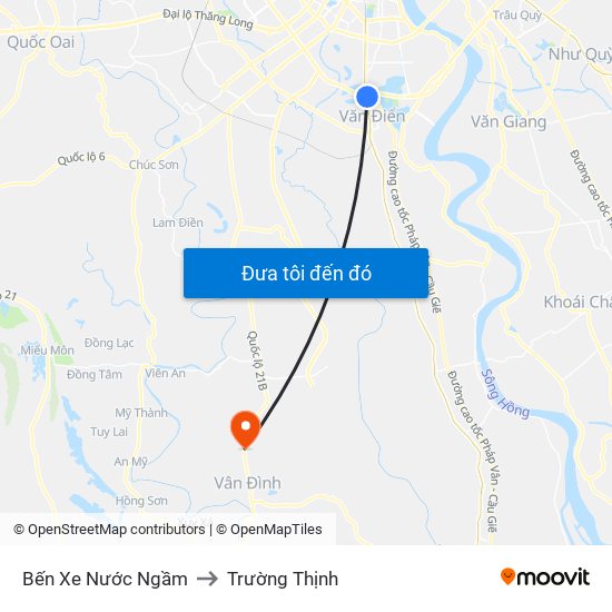 Bến Xe Nước Ngầm to Trường Thịnh map