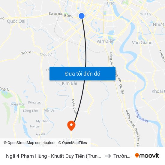 Ngã 4 Phạm Hùng - Khuất Duy Tiến (Trung Tâm Hội Nghị Quốc Gia) to Trường Thịnh map