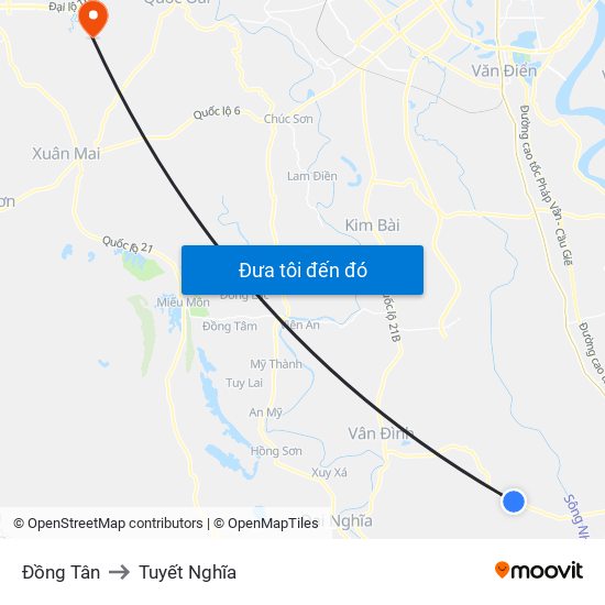 Đồng Tân to Tuyết Nghĩa map