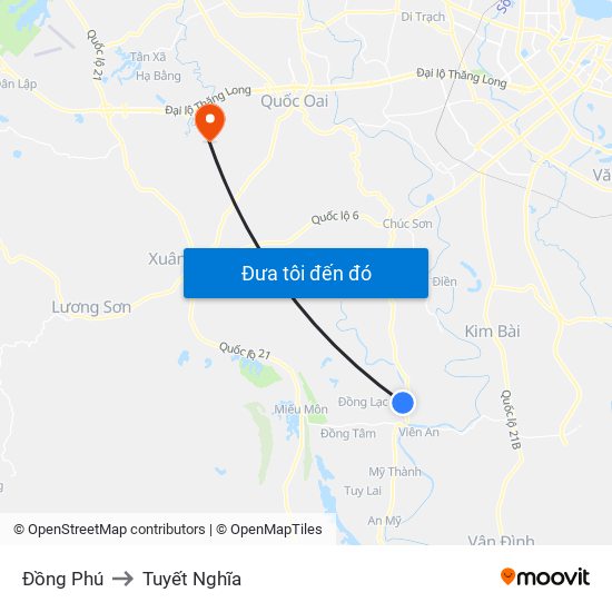 Đồng Phú to Tuyết Nghĩa map