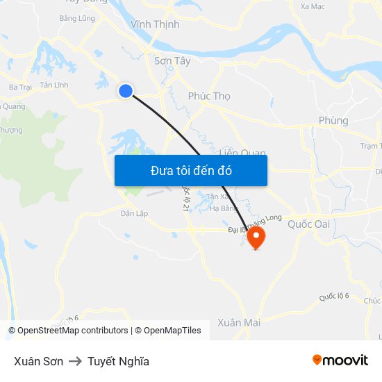 Xuân Sơn to Tuyết Nghĩa map